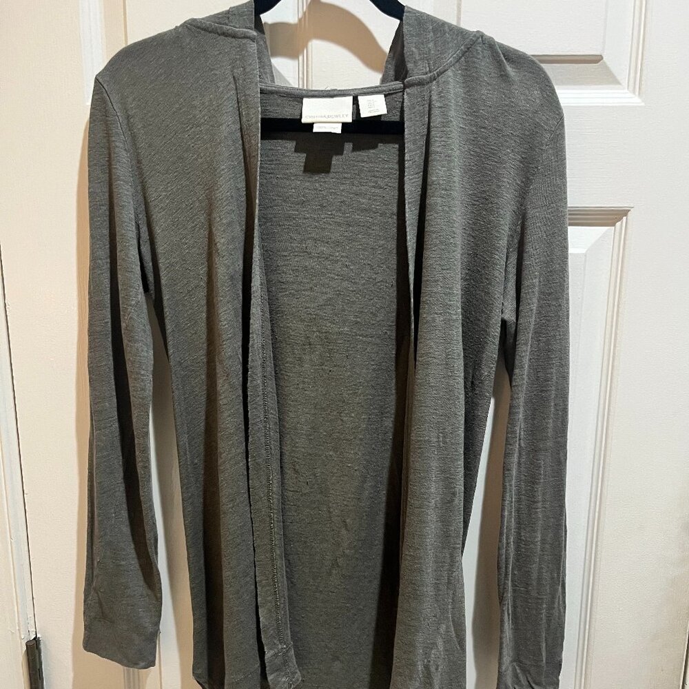 Cynthia Rowley linen grey cardigan hoodie S